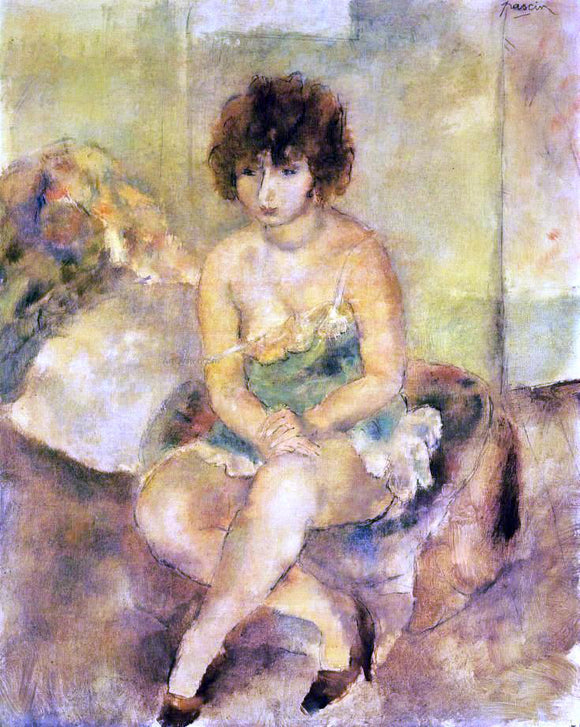  Jules Pascin Portrait of Lucy Krohg - Art Print
