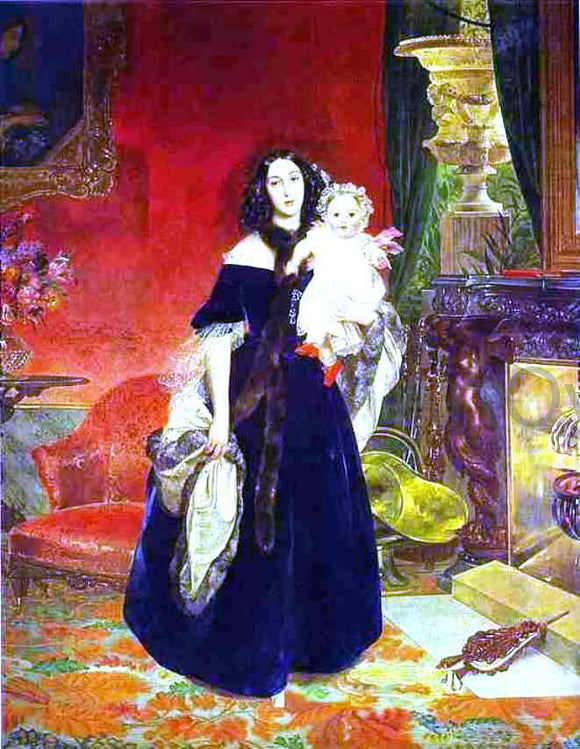  Karl Pavlovich Brulloff Portrait of M. A. Beck and Her Daughter M.I. Beck - Art Print