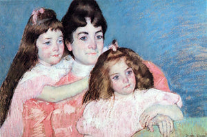  Mary Cassatt Portrait of Madame A. F. Aude and Her Two Daughters - Art Print