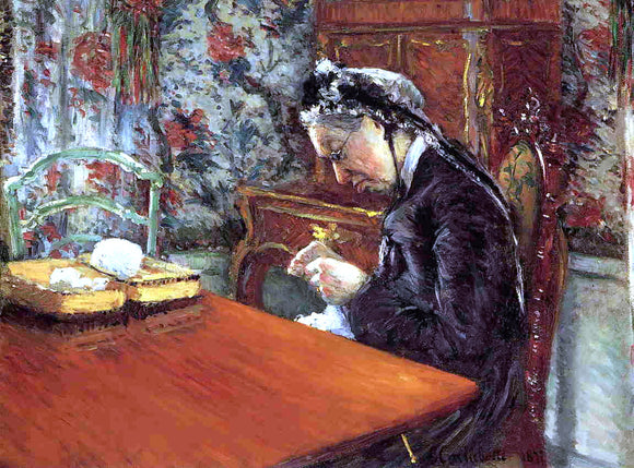  Gustave Caillebotte Portrait of Madame Boissiere Knitting - Art Print