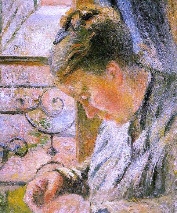  Camille Pissarro Portrait of Madame Pissarro Sewing near a Window - Art Print