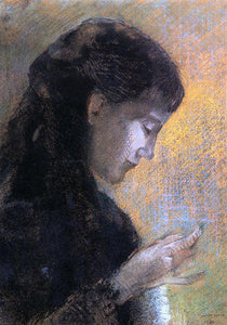  Odilon Redon Portrait of Madame Redon Embroidering - Art Print