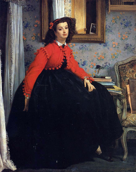  James Tissot Portrait of Mademoiselle L. L. (also known as Young Woman in a Red Jacket) - Art Print