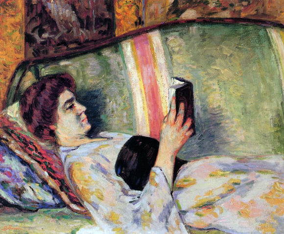  Armand Guillaumin Portrait of Marguerite Guillaumin Reading - Art Print