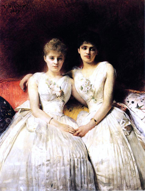  Leon Joseph Florentin Bonnat Portrait of Marthe and Therese Galoppe - Art Print