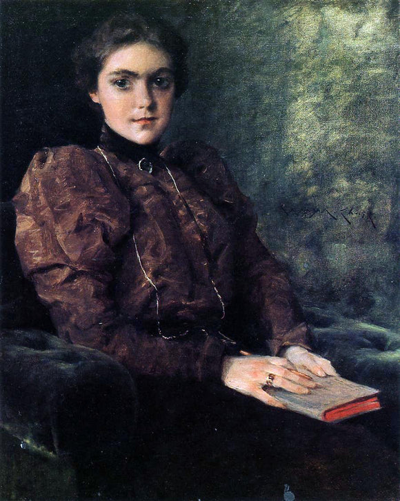  William Merritt Chase Portrait of Miss F. Deforest (also known as A Lady in Brown) - Art Print