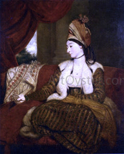  Sir Joshua Reynolds Portrait of Mrs. Baldwin (1763 - 1839) Full-Length, Seated on a Red Divan - Art Print