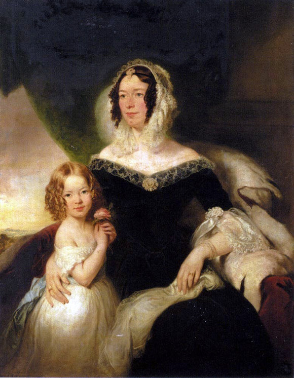  Margaret Sarah Carpenter Portrait Of Mrs. Hilton Nee Aynsworth With Her Daughter, Lydia Ellen - Art Print