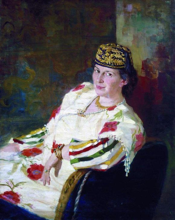  Ilia Efimovich Repin Portrait of Patroness and Countess Mara Konstantinovna Oliv. - Art Print