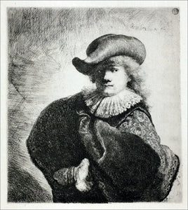  Rembrandt Van Rijn Portrait of Rembrandt with Broad Hat - Art Print
