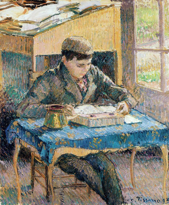  Camille Pissarro Portrait of Rodo Reading - Art Print
