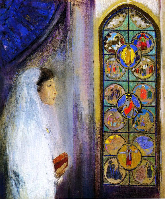  Odilon Redon Portrait of Simone Fayet in Holy Communion - Art Print