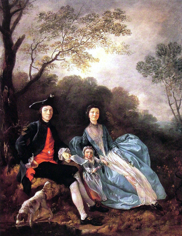  Thomas Gainsborough Portrait of the Artist with his Wife and Daughter - Art Print