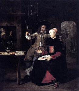  Gabriel Metsu Portrait of the Artist with His Wife Isabella de Wolff in a Tavern - Art Print