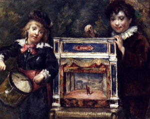  Marcellin Desboutin Portrait of The Artist's Two Sons With Their Puppet Theatre - Art Print