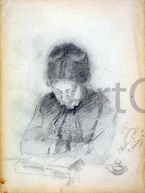  Paul Peel Portrait of the Artist's Wife - Art Print