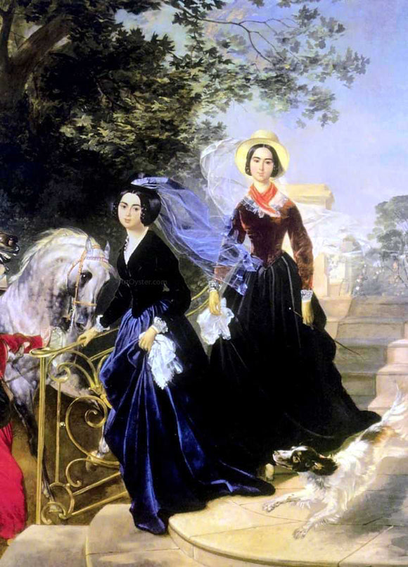  Karl Pavlovich Brulloff Portrait of the Shishmariov Sisters - Art Print