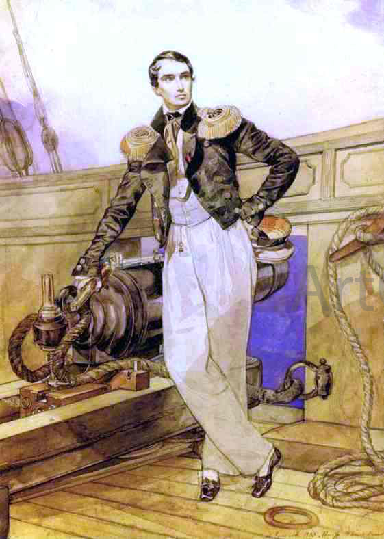  Karl Pavlovich Brulloff Portrait of V. A. Kornilov on Board the Brig Themistocles - Art Print