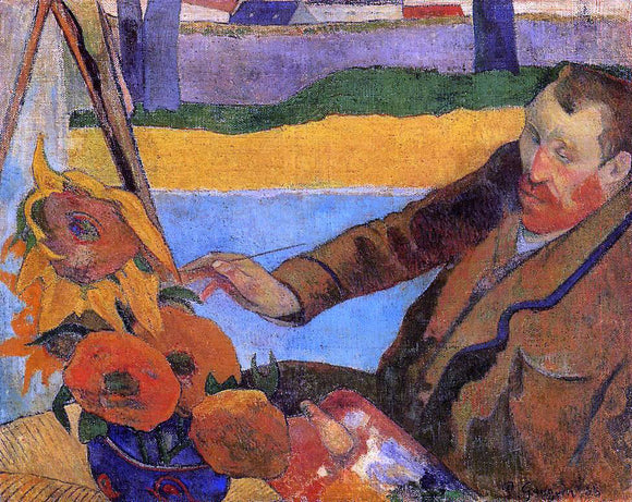  Paul Gauguin Portrait of Vincent van Gogh Painting Sunflowers (also known as Villa Rotunda by Emma Ciardi) - Art Print