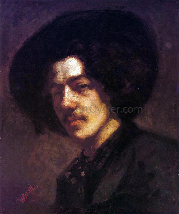  James McNeill Whistler Portrait of Whistler with Hat - Art Print