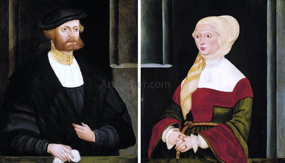  The Elder Hans Schopfer Portraits of a Gentleman and a Lady - Art Print