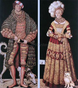  The Elder Lucas Cranach Portraits of Henry the Pious, Duke of Saxony and His Wife Katharina Von Mecklenburg - Art Print