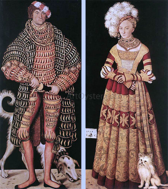  The Elder Lucas Cranach Portraits of Henry the Pious, Duke of Saxony and His Wife Katharina Von Mecklenburg - Art Print