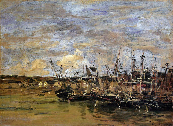  Eugene-Louis Boudin Portrieux, Fishing Boats at Low Tide - Art Print