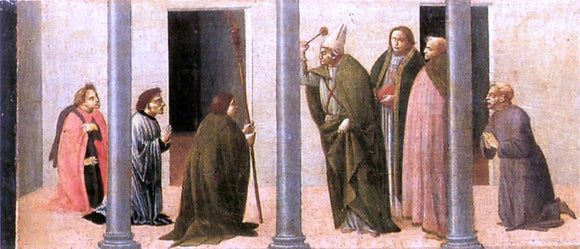  Bartolomeo Di Giovanni Predella: Consecration of the Church of the Innocents - Art Print