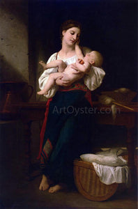  William Adolphe Bouguereau Premieres Caresses (also known as First Touch) - Art Print