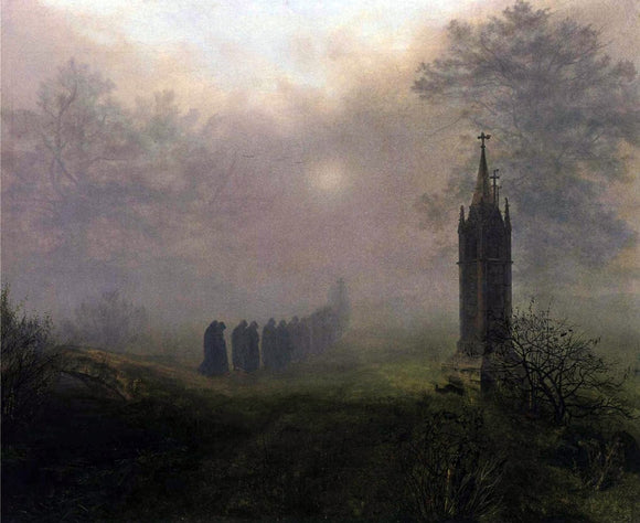  Ernst Ferdinand Oehme Procession in the Mist - Art Print