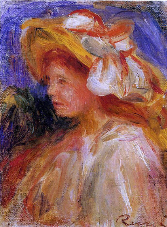  Pierre Auguste Renoir Profile of a Young Woman in a Hat - Art Print
