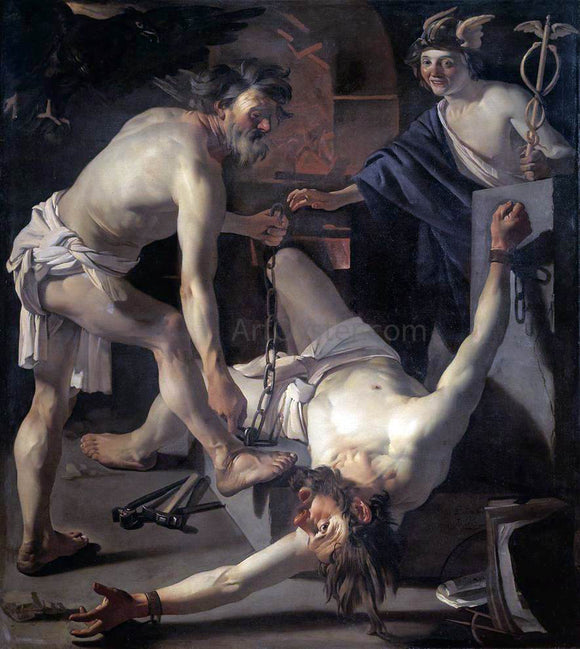  Dirck Van Baburen Prometheus Being Chained by Vulcan - Art Print
