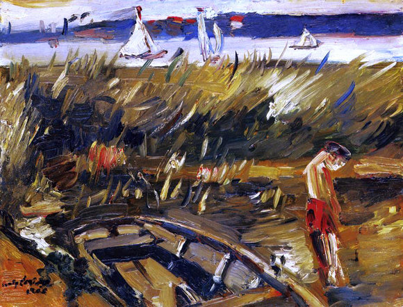  Lovis Corinth Punt in the Reeds at Muritzsee - Art Print
