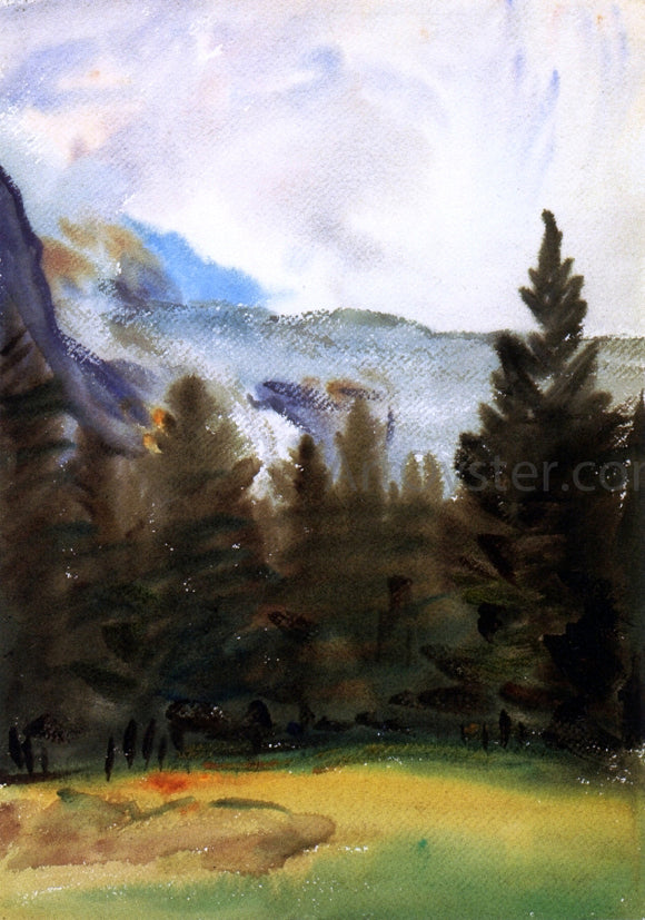 John Singer Sargent Purtud: Fir Trees and Snow Mountains - Art Print