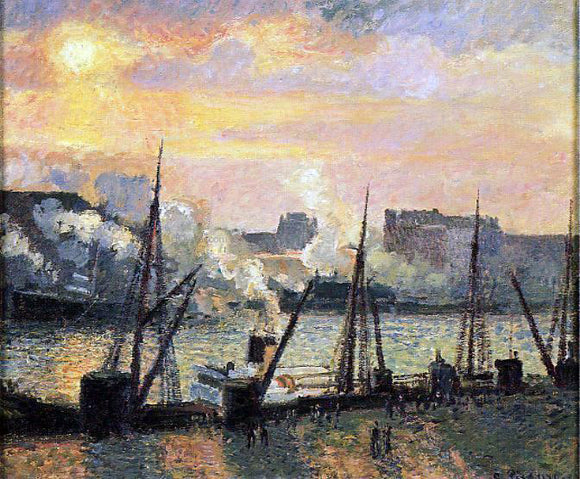  Camille Pissarro Quay in Rouen: Sunset - Art Print