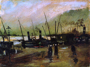  Vincent Van Gogh Quayside with Ships in Antwerp - Art Print
