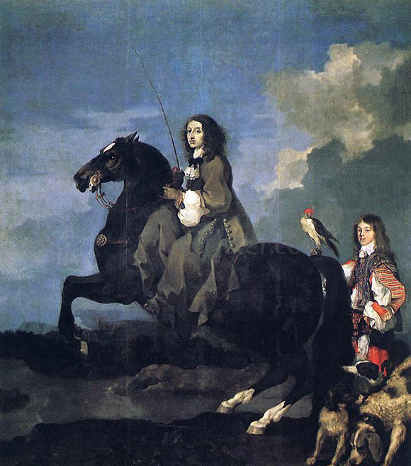  Sebastien Bourdon Queen Christina of Sweden on Horseback - Art Print
