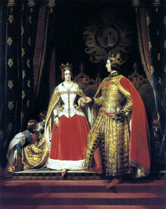  Sir Edwin Henry Landseer Queen Victoria and Prince Albert at the Bal Costume of 12 May 1842 - Art Print
