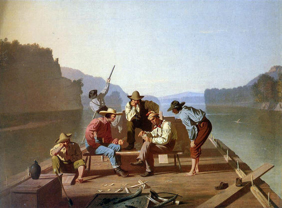  George Caleb Bingham Raftsmen Playing Cards - Art Print