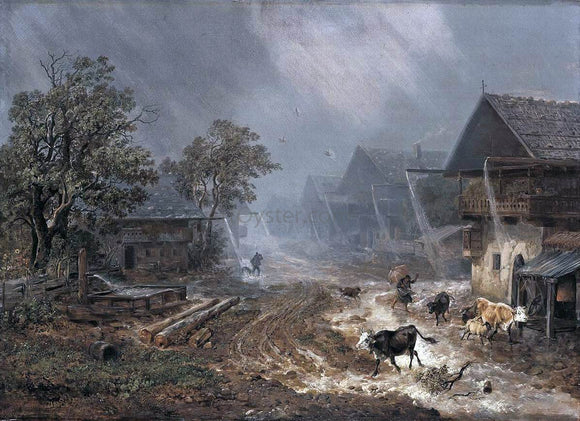  Heinrich Burkel A Rain Shower in Patenkirchen - Art Print