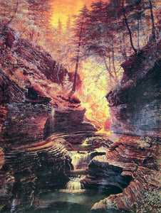  James Hope Rainbow Falls, Watkins Glen, New York - Art Print