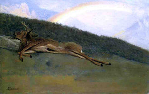  Albert Bierstadt Rainbow over a Fallen Stag - Art Print