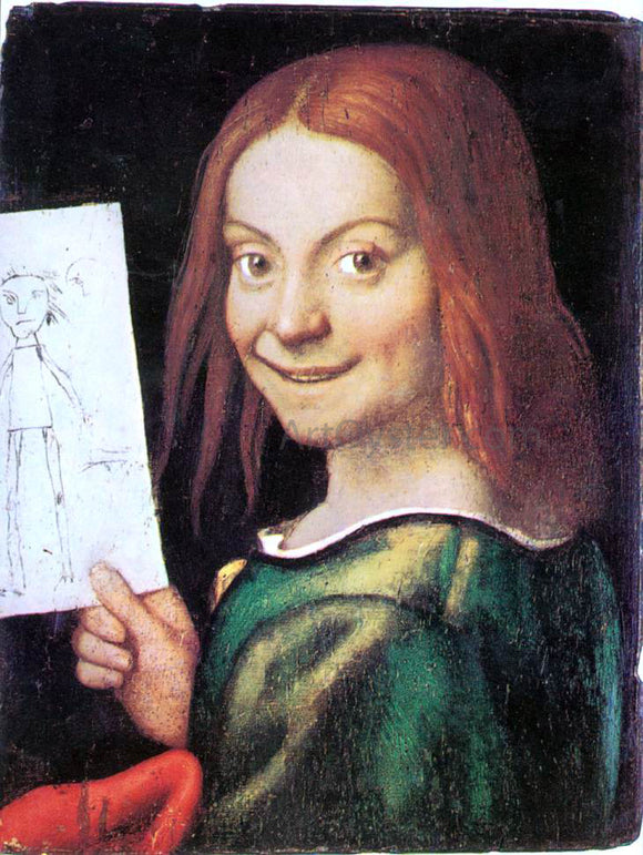  Giovanni Francesco Caroto Read-headed Youth Holding a Drawing - Art Print
