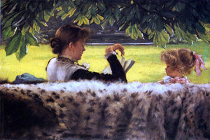  James Tissot Reading a Story - Art Print