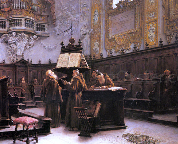  Francesco Bergamini Reading the Choir Notes - Art Print