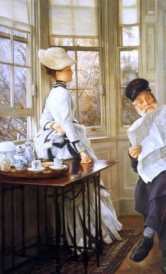  James Tissot Reading the News - Art Print