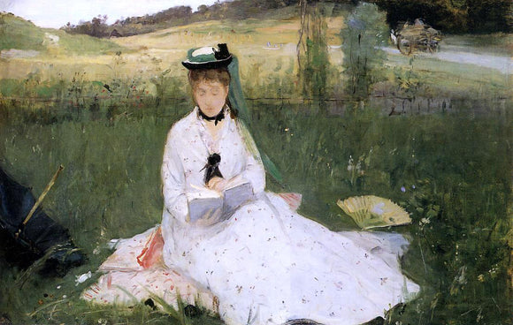  Berthe Morisot Reading with Green Umbrella - Art Print