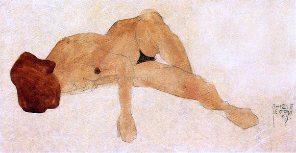  Egon Schiele Reclining Female Nude - Art Print