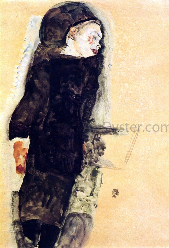  Egon Schiele Reclining Girl, with Round Head - Art Print